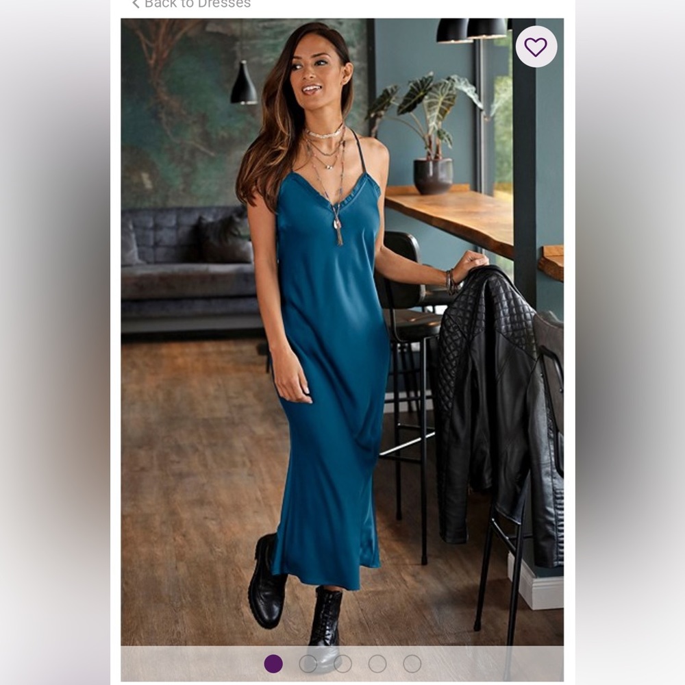 Lascana satin slip maxi dress. Turquoise color. Size small. Brand new never worn